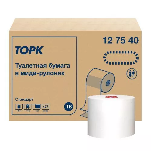 127540 Tork Universal туалетная бумага Mid-size в миди-рулонах, 1сл.,135 м, 27рул.*упак.